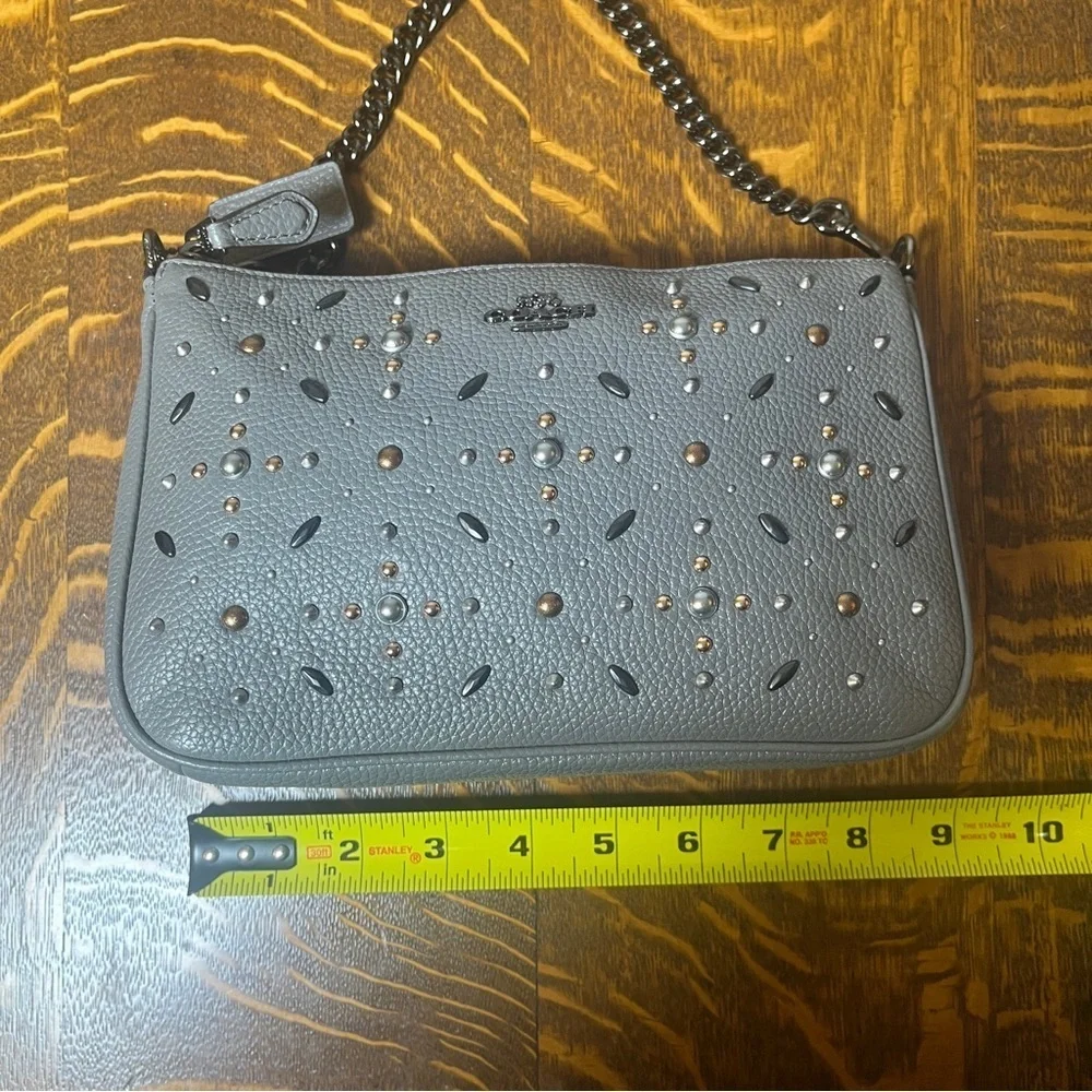 Coach Nolita 22 Gray Beaded/Studded Demi Shoulder Bag